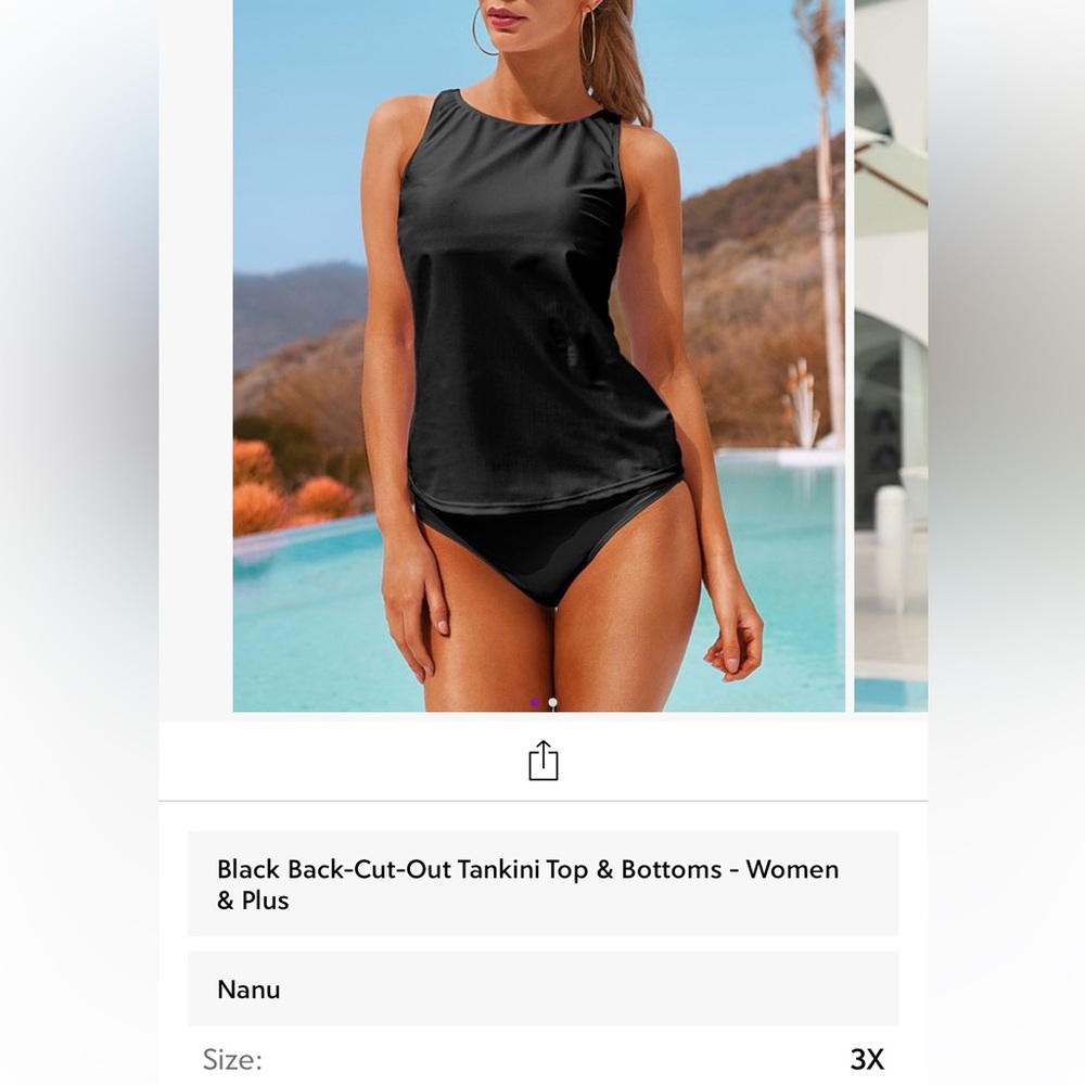 Size 3x Nanu tankini top and bottom in black